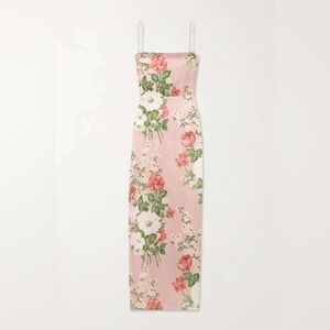 REFORMATION FRANKIE FLORAL-PRINT SILK-CHARMEUSE MAXI DRESS IN PINK size 2